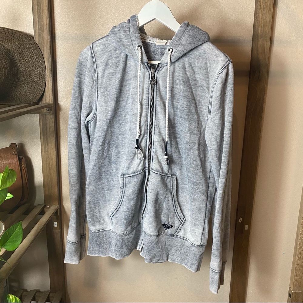Roxy Gray Washed/Faded Zip Up Hoodie